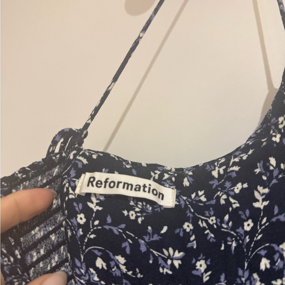 Reformation Navy Blue Floral Mini Dress - Picture 5 of 5